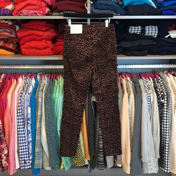 Loft brown/black leopard print high rise skinny curvy fit pants size 26 NWT - Picture 3 of 3